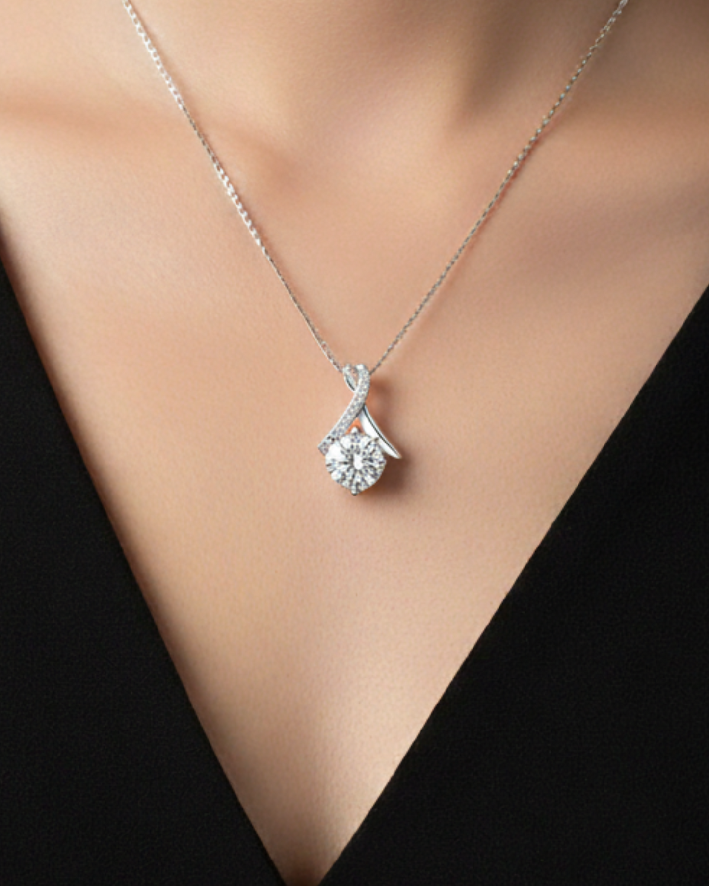 Crown Moissanite Silver Pendant