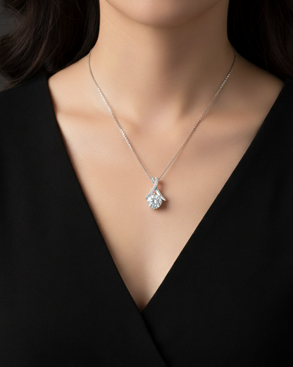 Crown Moissanite Silver Pendant