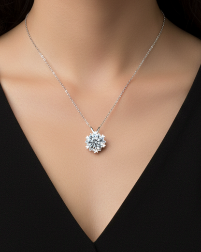 Snowflake Moissanite Silver Necklace