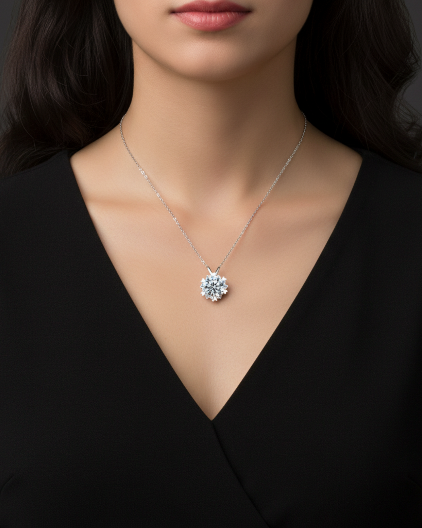 Snowflake Moissanite Silver Necklace