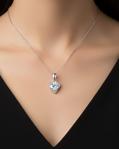 Silver Heart Moissanite Necklace