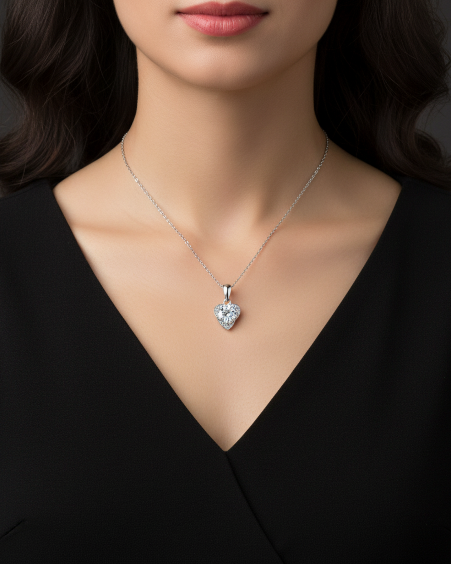 Silver Heart Moissanite Necklace