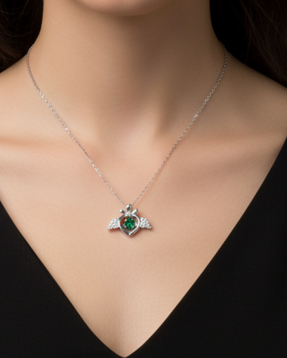 Lab Emerald Angel Pendant