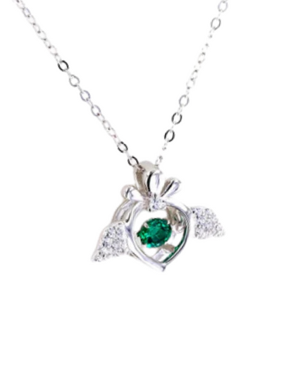 Lab Emerald Angel Pendant