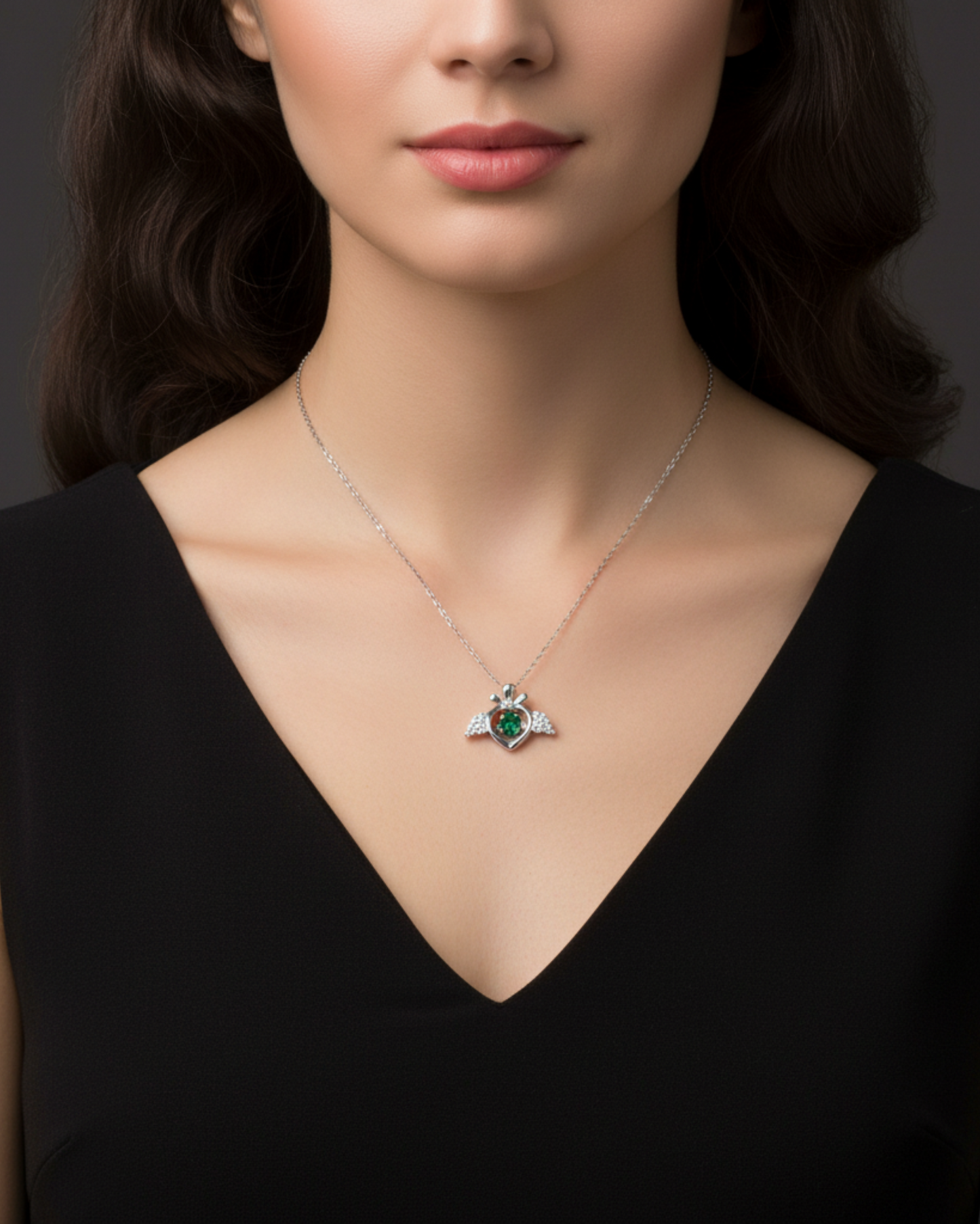 Lab Emerald Angel Pendant